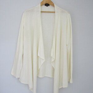 Pure Collection Womens 16 Ivory Cream LS Cardigan Linen Cotton Open Front 44